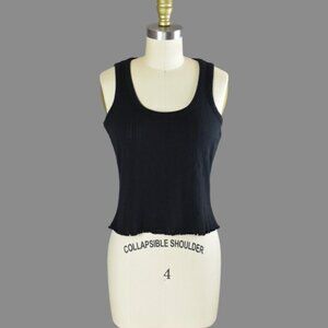EMANUEL UNGARO LIBERTE Black Pointelle Cotton Tank Top